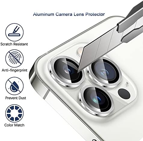 [3 יחידות] מצלמה עדשת מגן תואם עם אייפון 13 פרו / אייפון 13 פרו מקס, ברור פרימיום 9 שעתי מזג זכוכית מתכת